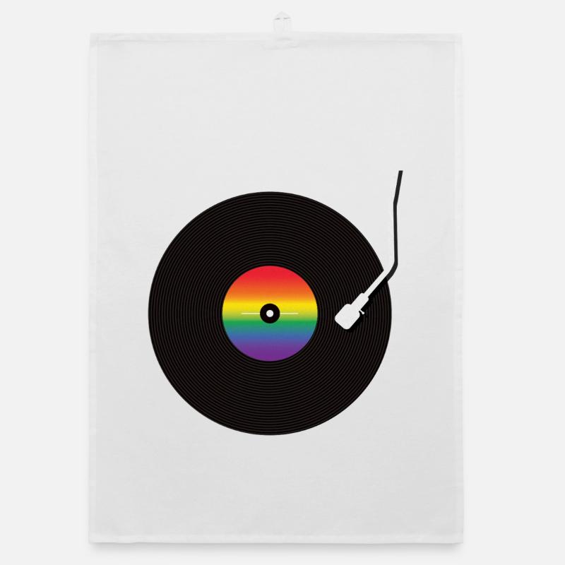 Rainbow Vinyl Record Organic dish towel