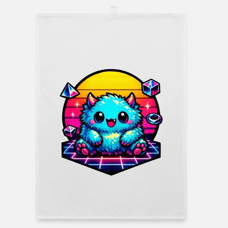Neon fluffy monster Organic dish towel