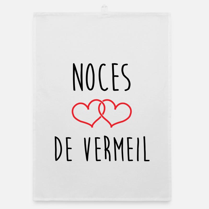 Noces de vermeil 45 ans de mariage Torchon bio