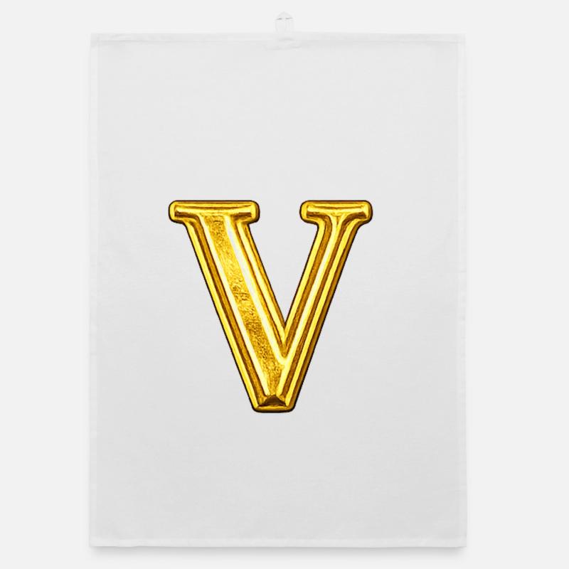 Goldenes V Monogramm - glänzend Organic Geschirrtuch