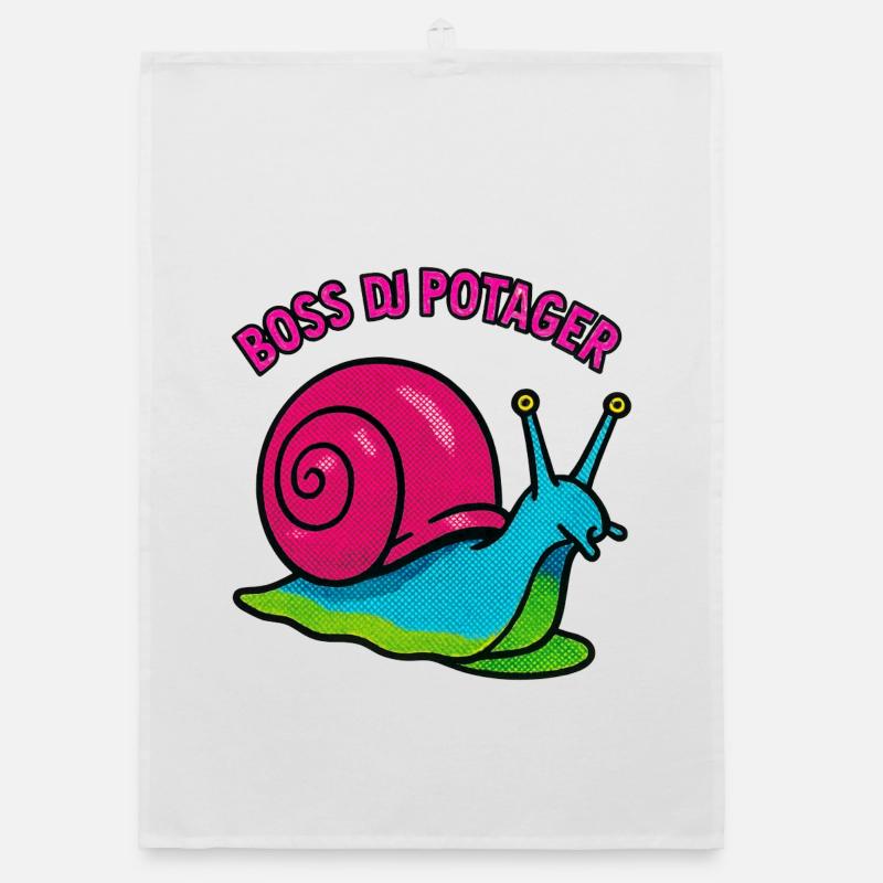 Escargot Chef du Potager - Retro Comic Torchon bio