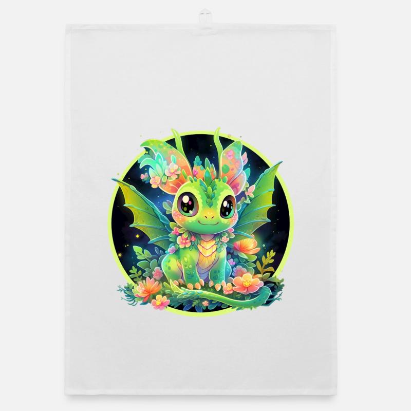 Flower Circle Green Dragon Organic dish towel