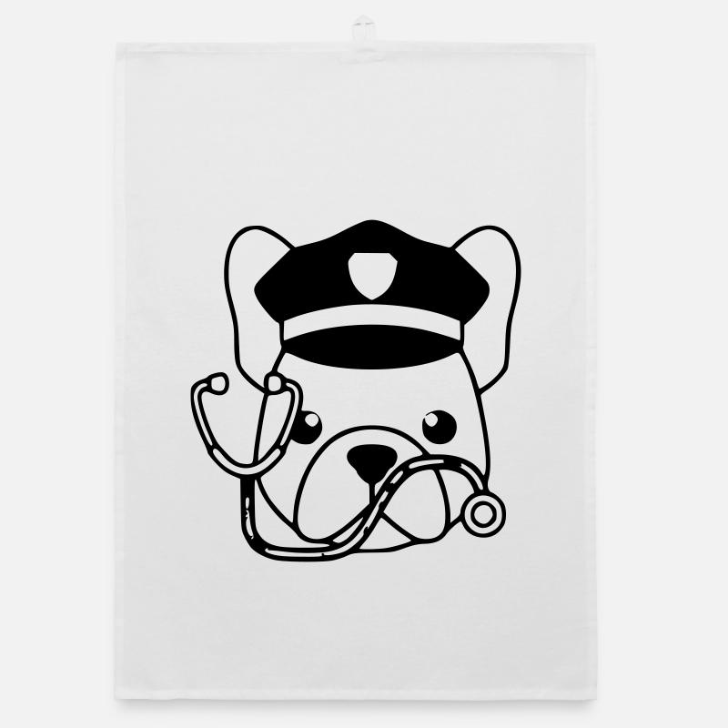 Frenchie Arzt Kopf Outline Organic Geschirrtuch