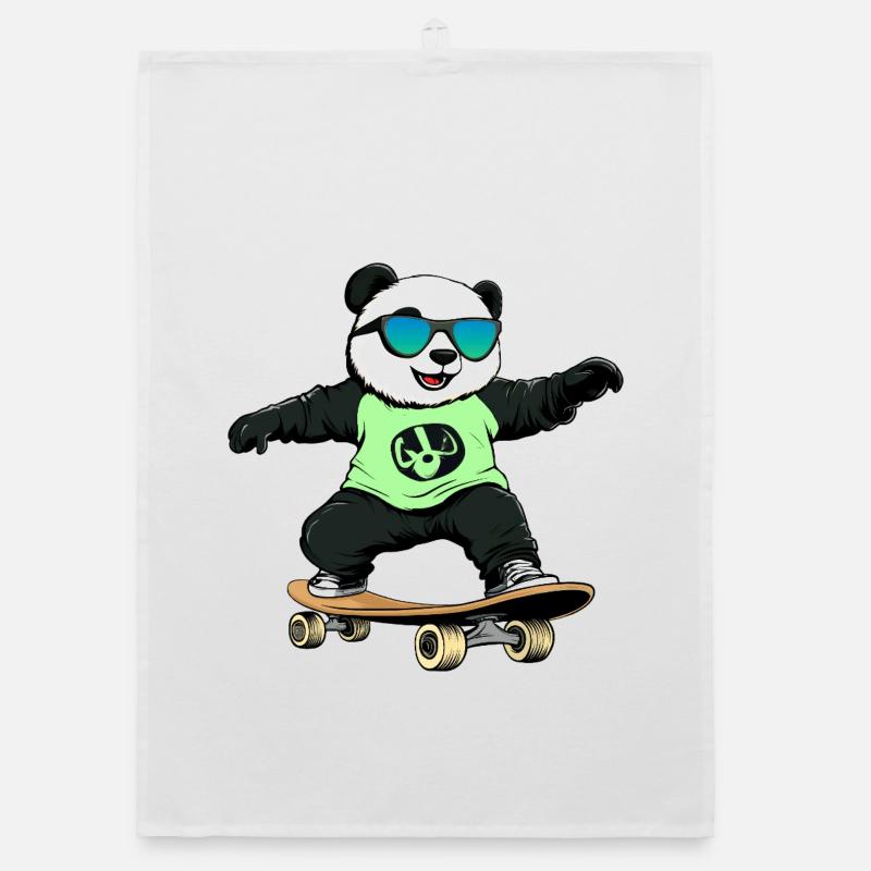 Panda Skateboard Torchon bio