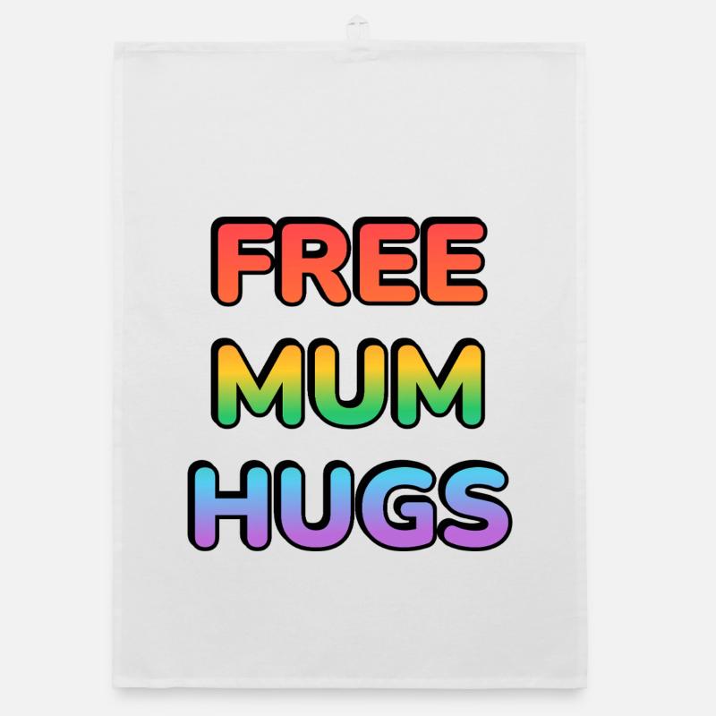 Free Mum Hugs Rainbow Text LGBT PRIDE Organic dish towel