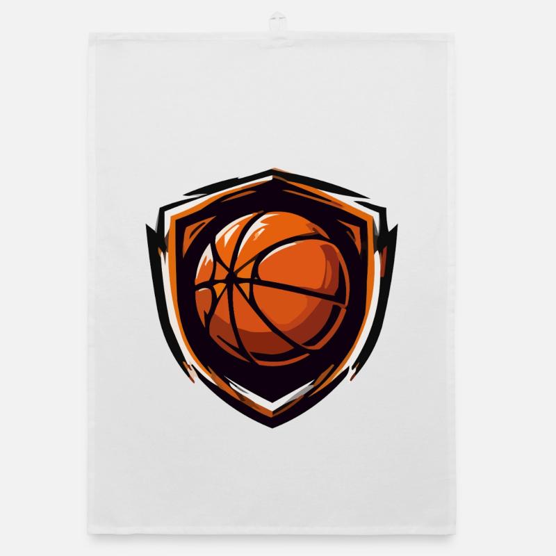 Basketball Shield Emblem Orange Organic dish towel
