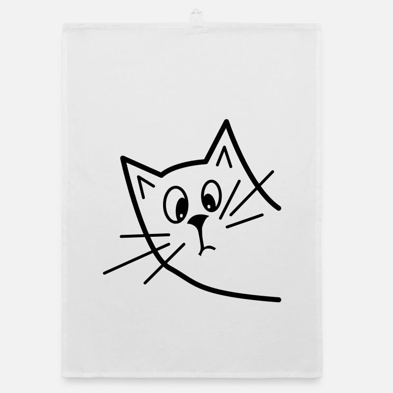Chat curieux mignon - Design minimaliste Torchon bio