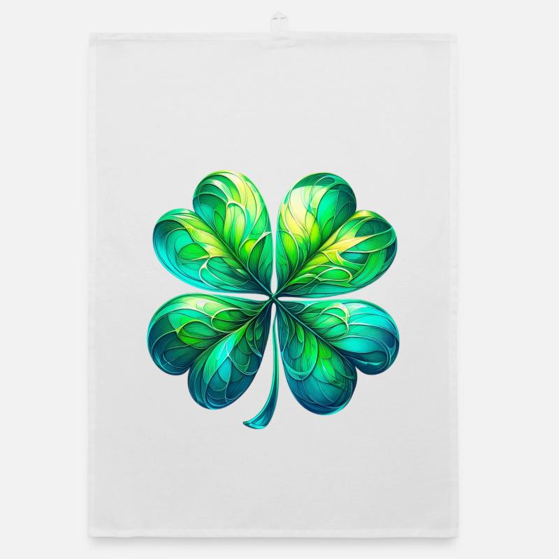 Vierblättriges Kleeblatt Organic Geschirrtuch