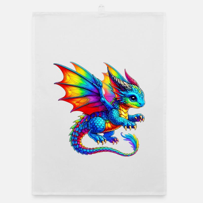 Drache - Organic Geschirrtuch - Weiß