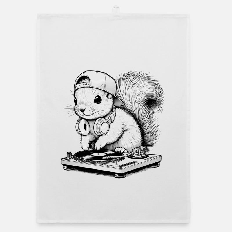 cooles Eichhörnchen-Motiv als DJ mit Kopfhörer Organic Geschirrtuch