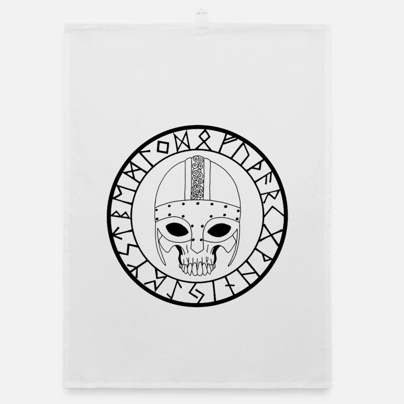 Wikinger Schädel (Schwarz) Organic Geschirrtuch