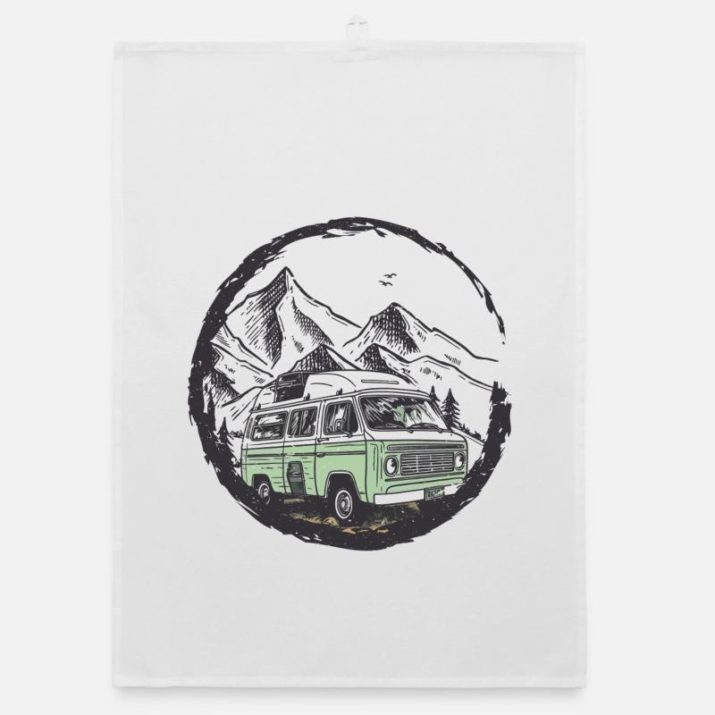 Retro Camper im Mountain Circle Organic Geschirrtuch