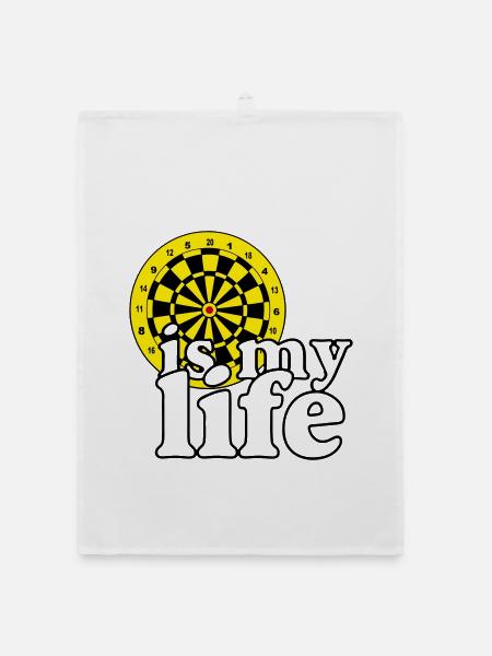 Dart, Dartpfeil, Darts, Shirt , Dart is my life - Organic Geschirrtuch - Weiß - Vorne