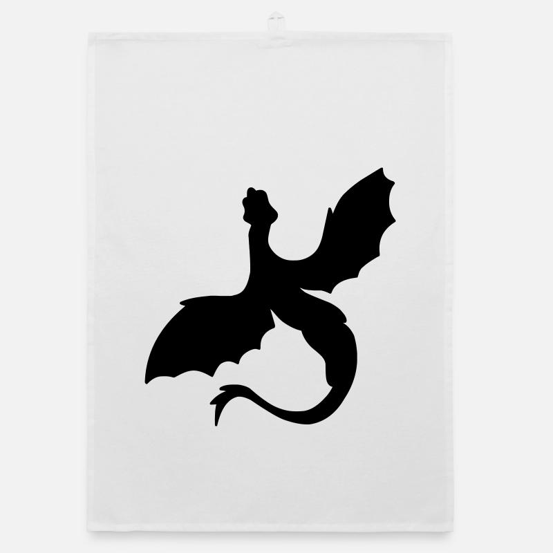 Fabled Winged Serpent Silhouette Organic dish towel