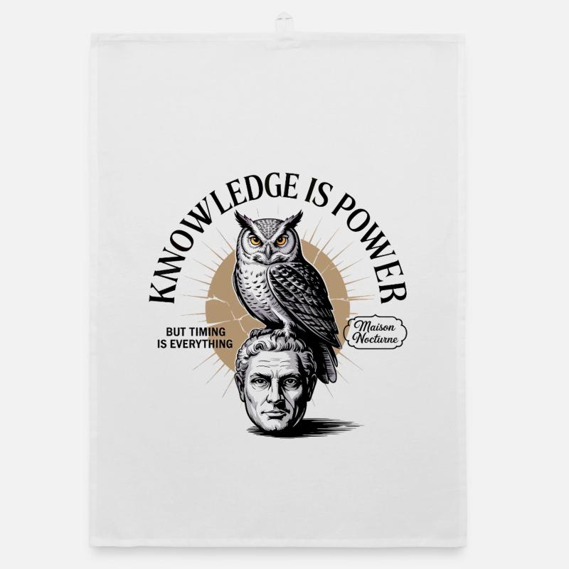 Owl Knowledge Wisdom Power Design Organic dish towel