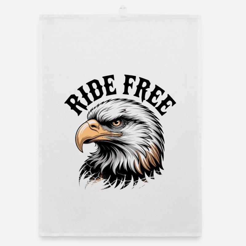 Emblème gratuit de l’Eagle Head Ride - Torchon bio - blanc