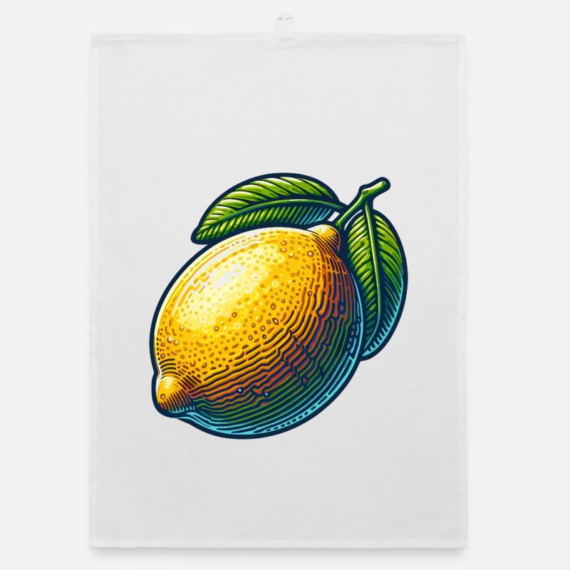 Citron éclatant et feuilles vertes Torchon bio