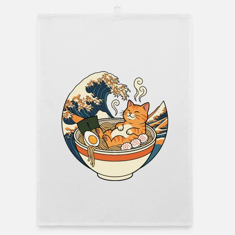Ramen Katze Organic Geschirrtuch