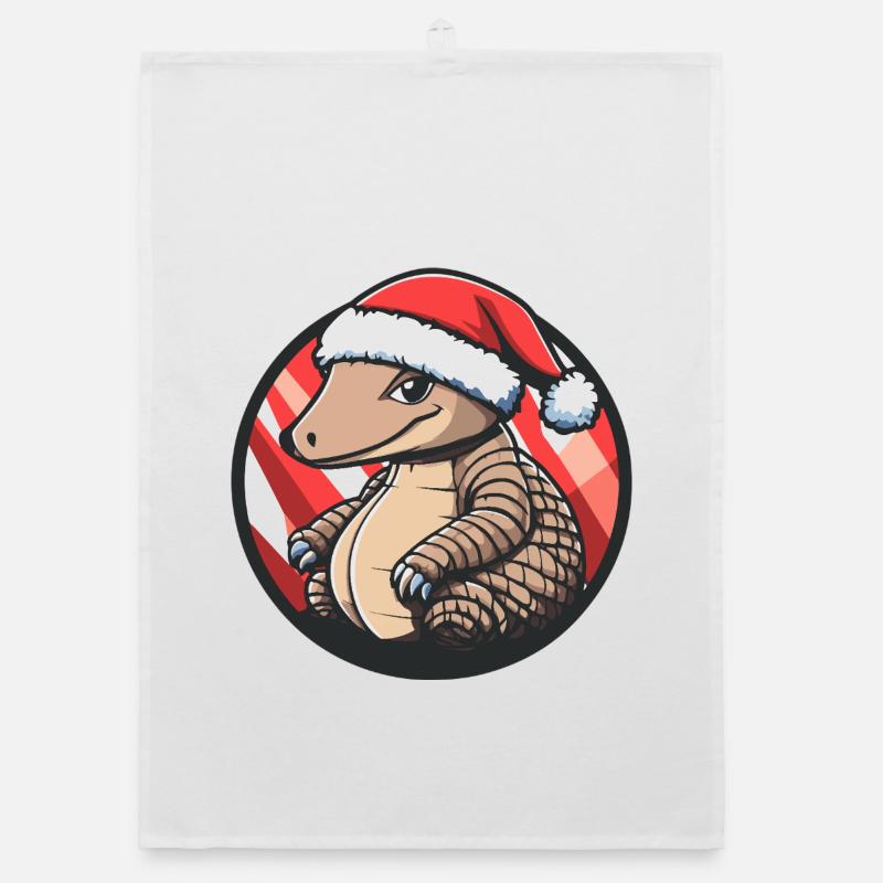 Armadillo with Santa hat Organic dish towel