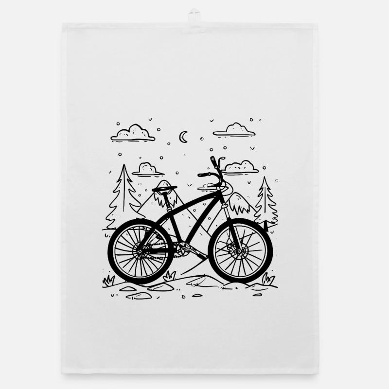 Mountainbiken Comic Stil Organic Geschirrtuch