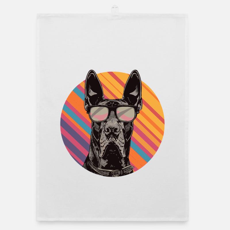 Doberman avec lunettes de soleil Pop Art Torchon bio