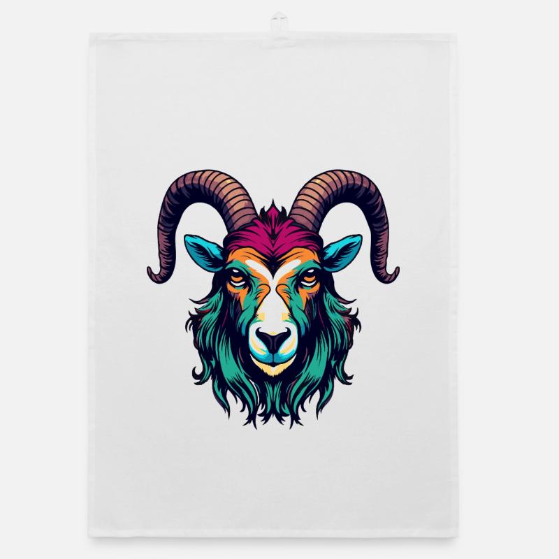 Goat Head Artwork Organic dish towel