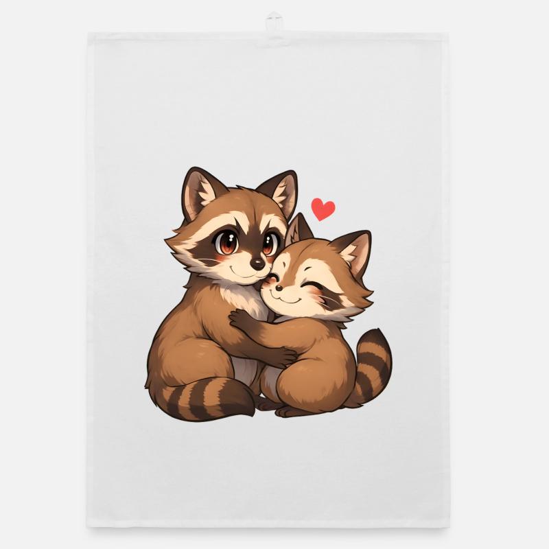 Cuddling Red Panda Hug Organic dish towel