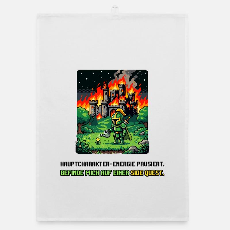 Side Quest Pause Gaming Spruch Organic Geschirrtuch