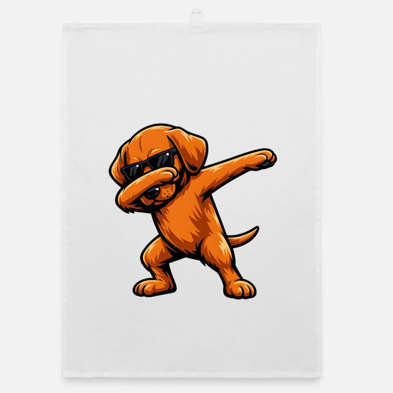 Dabbing Vizsla Organic Geschirrtuch