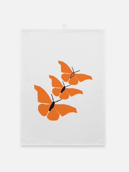 3_schmetterlinge_22 - Torchon bio - blanc