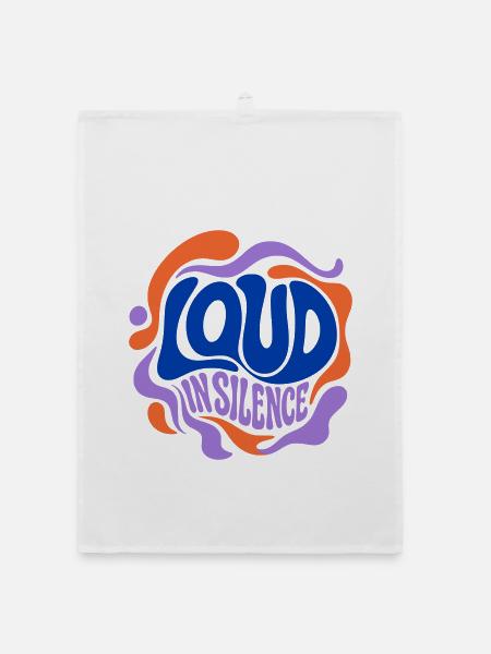 Loud in Silence Retro Psychedelia - Organic Geschirrtuch - Weiß