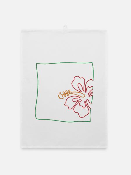 Hibiskus minimalistisch - Organic Geschirrtuch - Weiß - Vorne