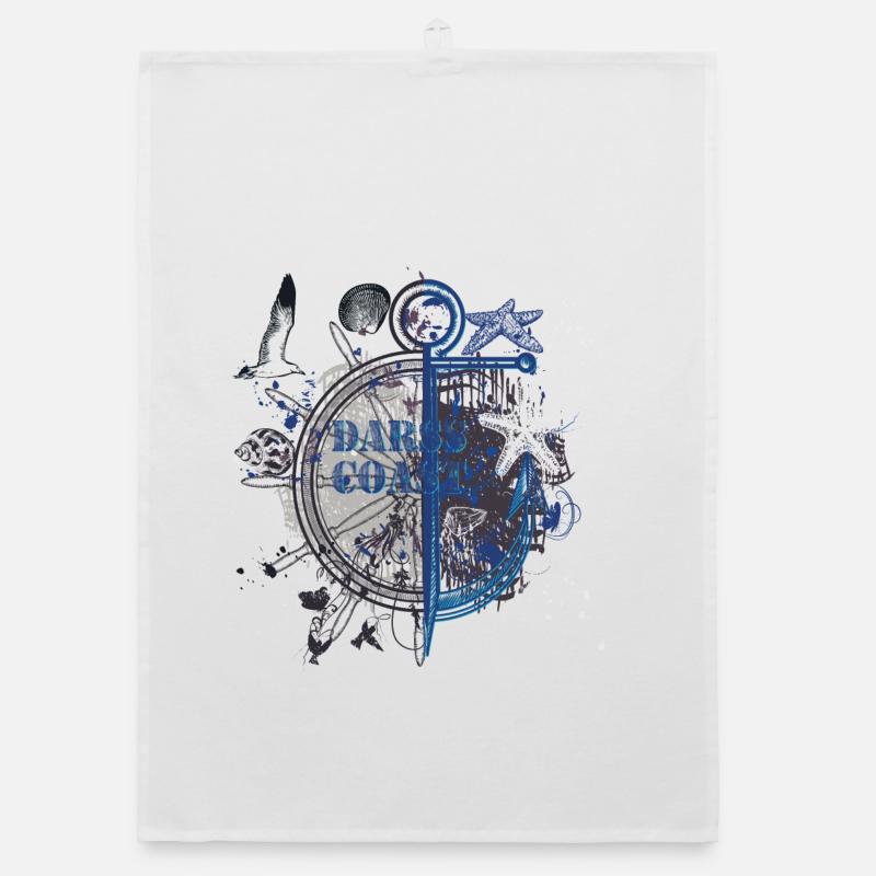 Night Nautical Anchor Compass Organic dish towel