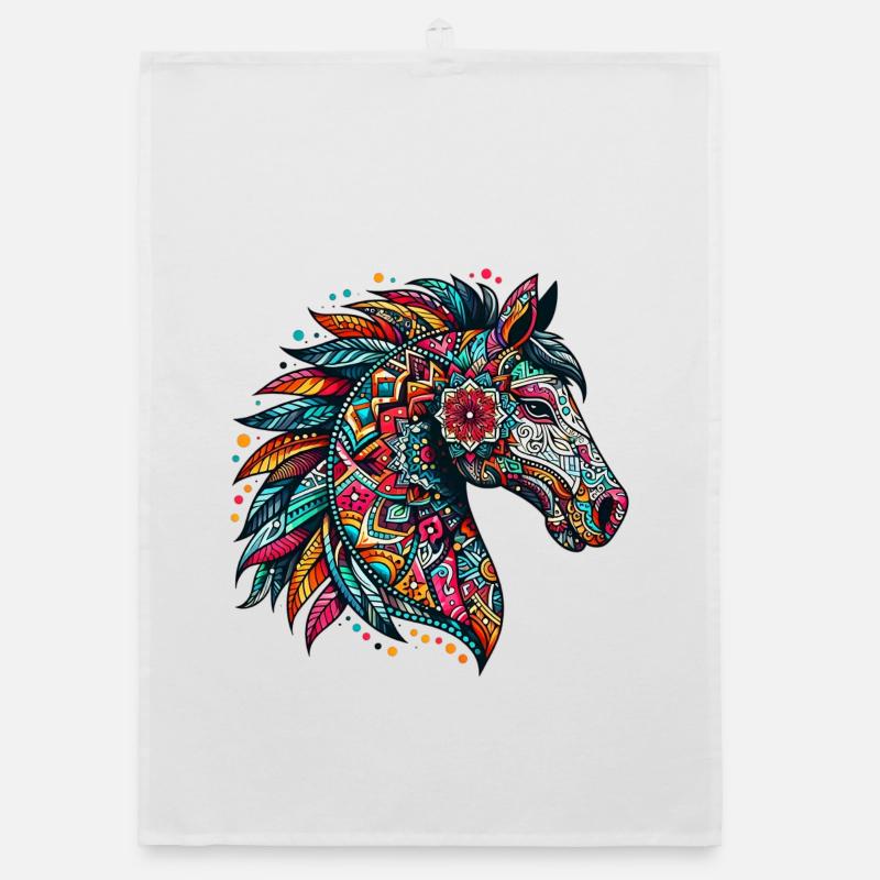 Cheval décoré de Mandalas Torchon bio