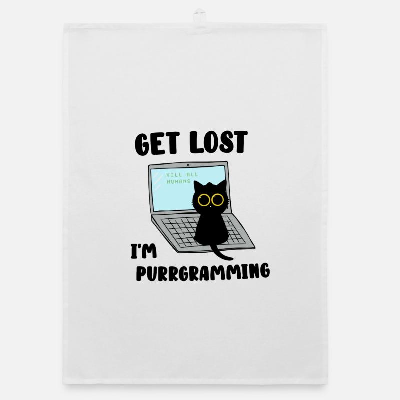Get Lost I'm purrgramming - Organic Geschirrtuch - Weiß