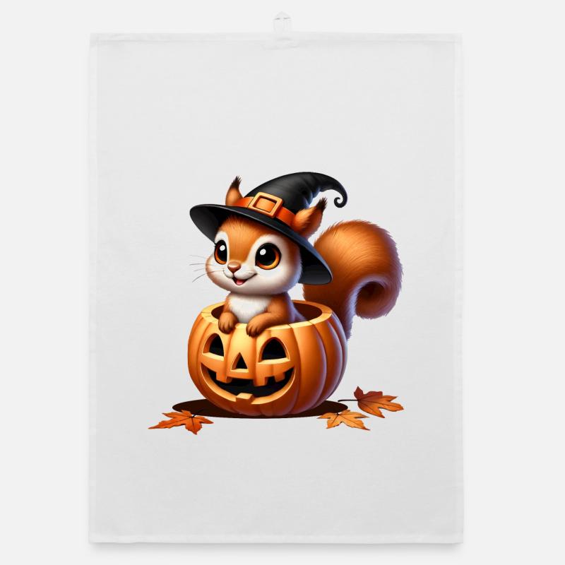 Cute Halloween Squirrel: Sweet Scary Fun Organic dish towel