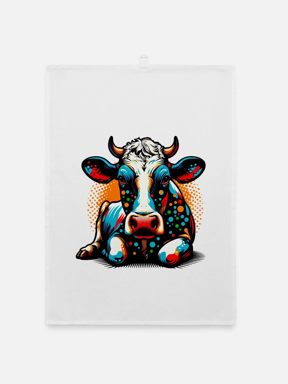 Vache - Torchon bio - blanc - Devant