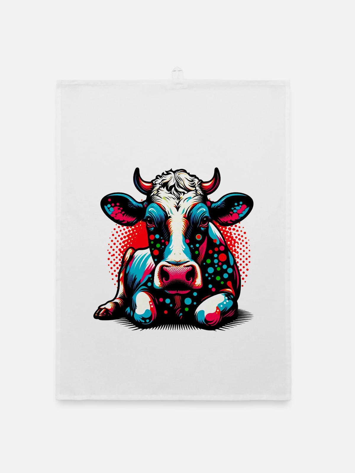 Vache - Torchon bio - blanc - Devant