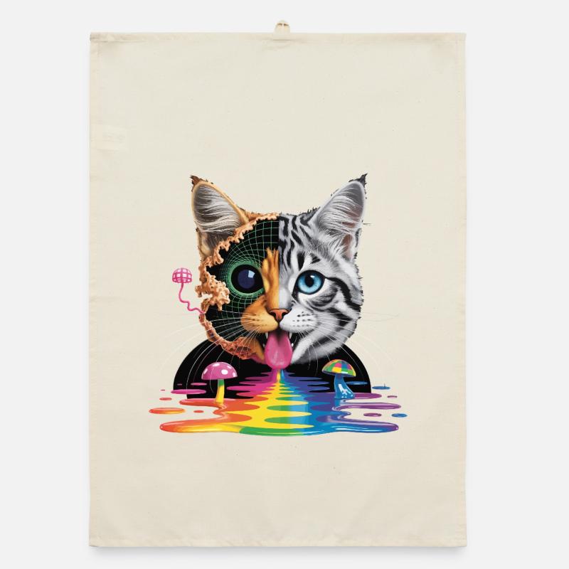 Conception surréaliste du chat à mi-glitch Torchon bio