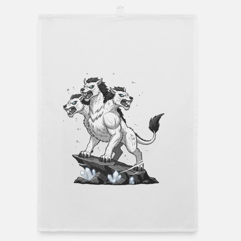 Three-headed monster wolf Organic dish towel