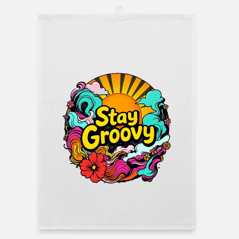 Rétro psychédélique – Restez groovy Torchon bio