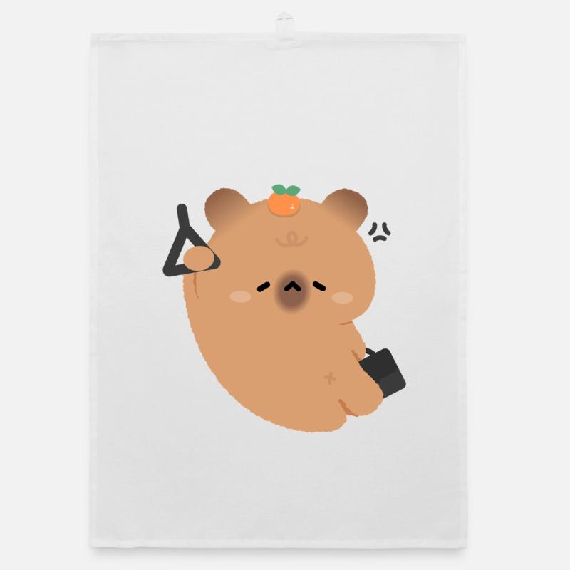 Tired Capybara Commute Organic dish towel