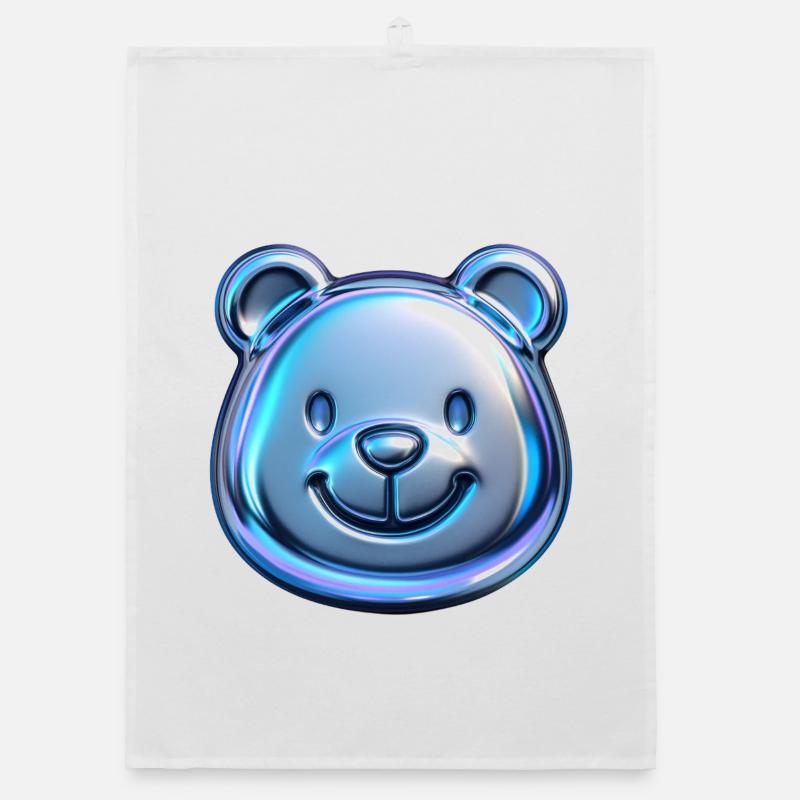 Cute bear with metallic reflections Organic dish towel