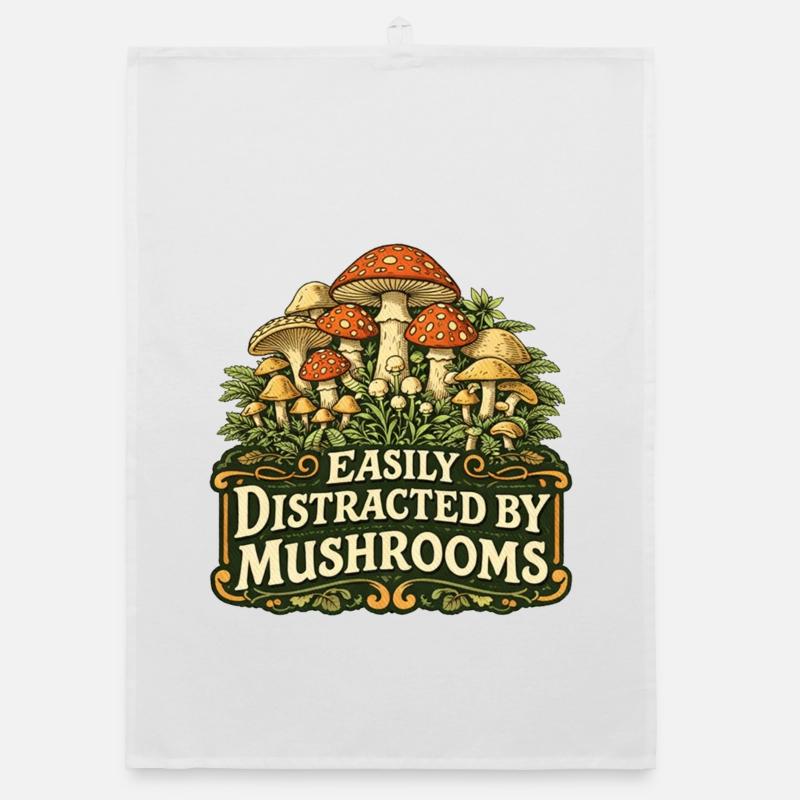 Easily Distracted by Mushrooms Organic dish towel