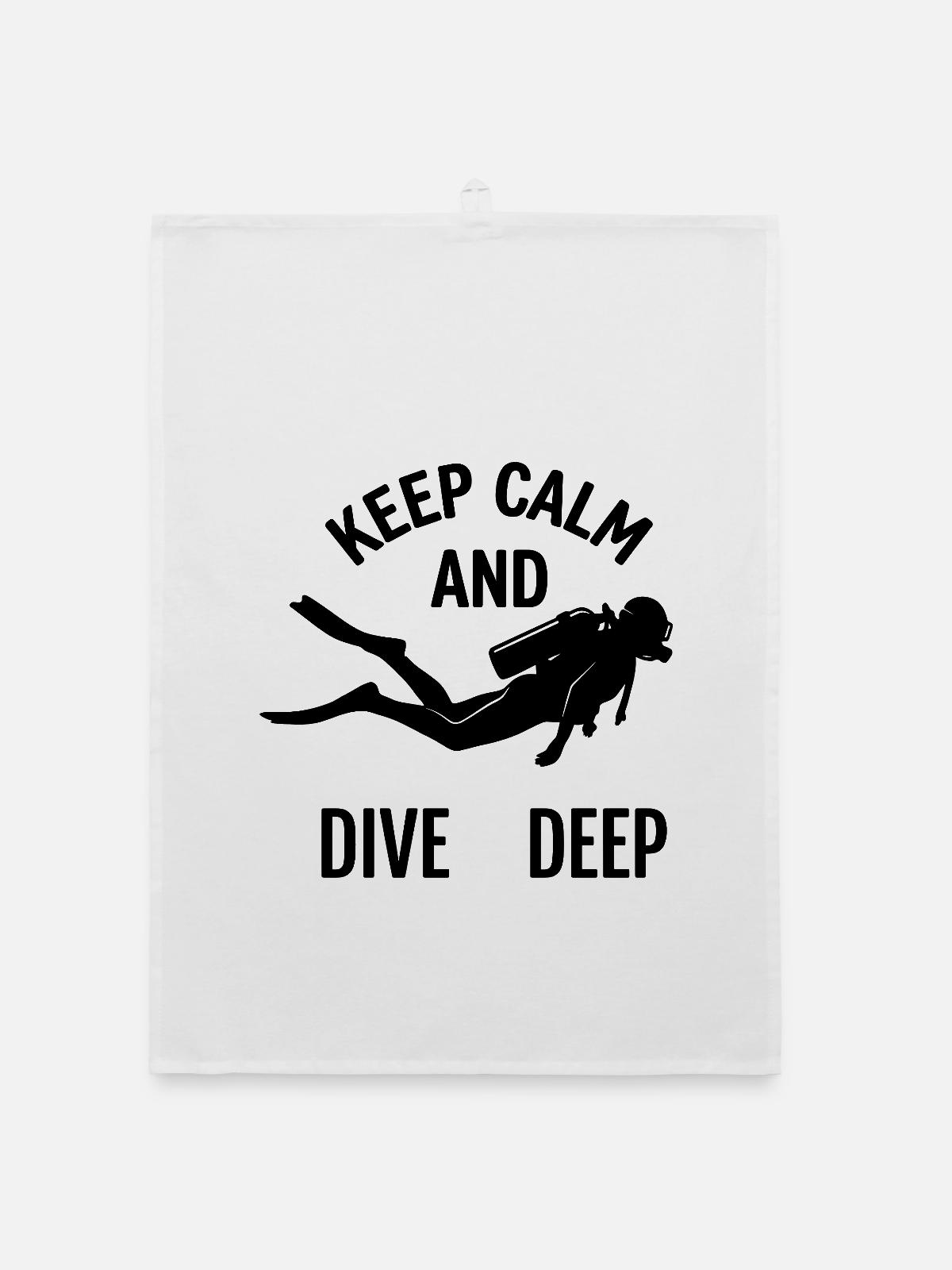 Dive Saying Black - Organic dish towel - white - Front