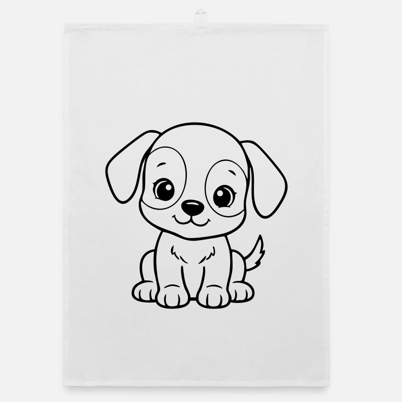 Petit chien mignon – Chiot noir et blanc Torchon bio