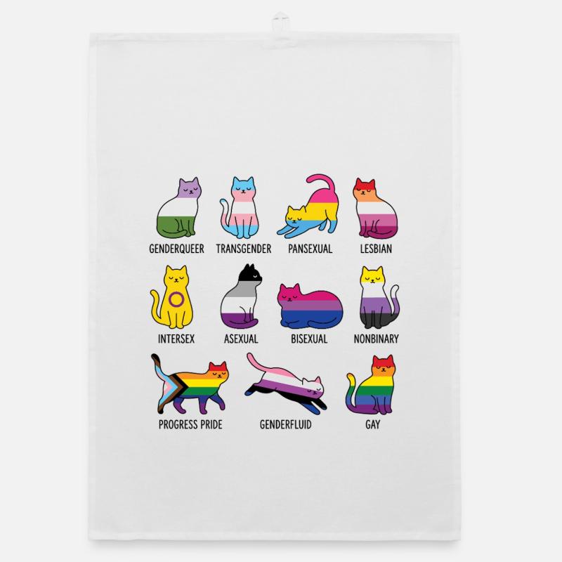 LGBTQ Pride Month - Rainbow Cats Organic dish towel