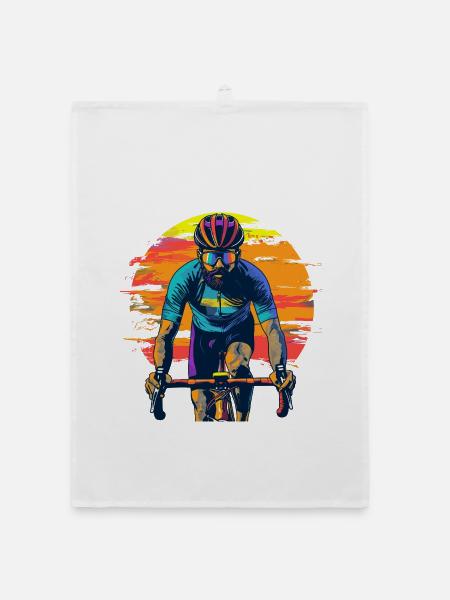 Radsport Sonnenuntergang - Organic Geschirrtuch - Weiß - Vorne