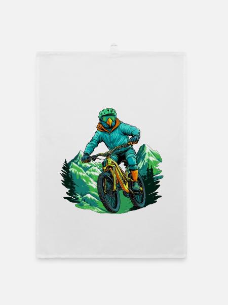 Papageien Bike / Biker Papagei - Organic Geschirrtuch - Weiß - Vorne