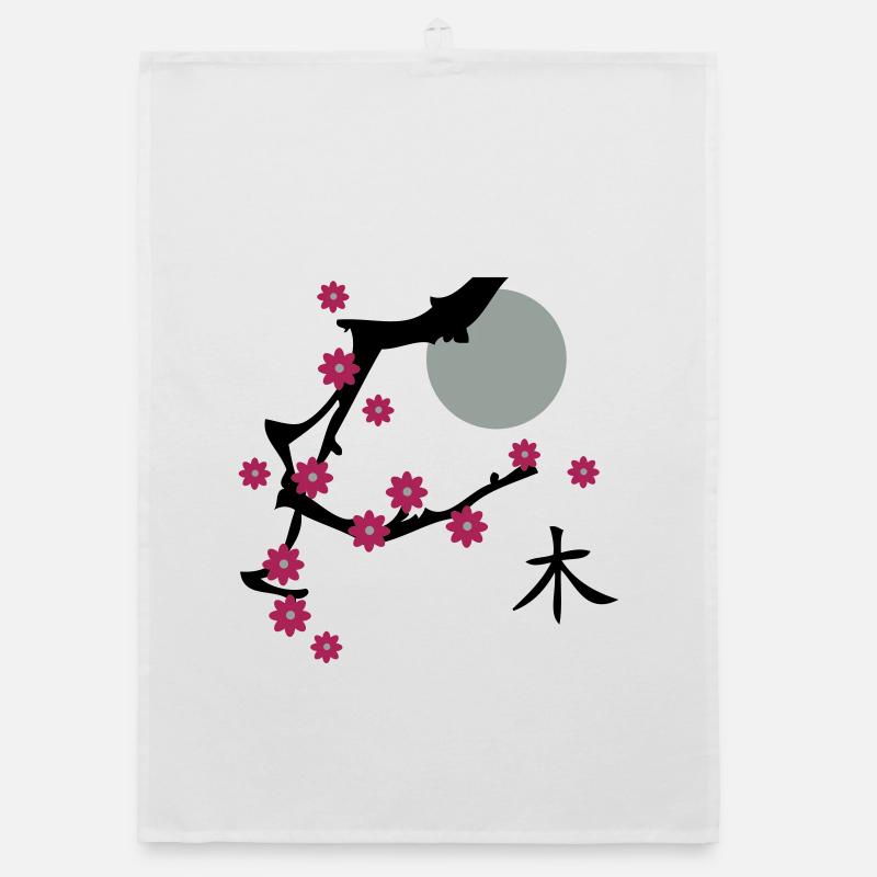 Kirsch Blüte-Cherry blossoms Organic Geschirrtuch